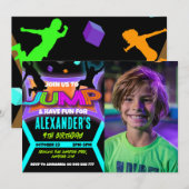 Jump Birthday Bounce House Trampolin Park Foto Einladung (Vorne/Hinten)