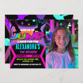 Jump Birthday Bounce House Trampolin Park Foto Einladung (Vorne/Hinten)