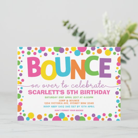 Jump Birthday Bounce House Trampolin Party Einladung (Stehend Vorderseite)
