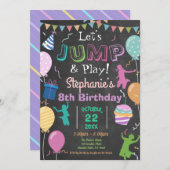 Jump Birthday Chalkboard Kid Trampolin Party Einladung (Vorne/Hinten)