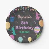 Jump Birthday Chalkboard Kid Trampolin Party Pappteller (Vorderseite)