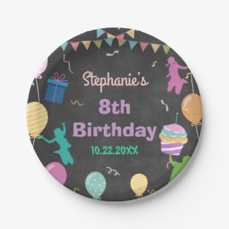 Jump Birthday Chalkboard Kid Trampolin Party Pappteller