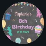 Jump Birthday Chalkboard Kid Trampolin Party Runder Aufkleber<br><div class="desc">Personalisieren Sie diesen phantastischen Jump Birthday Chalkboard Kid Trampolin Party Aufkleber mit Ihren Daten einfach und schnell. Alle Texte sind editierbar! Für eine erweiterte Anpassung dieses Designs,  wählen Sie einfach die Schaltfläche 'Anpassen / Diese Vorlage personalisieren' oben! Matching Artikel in der Sammlung verfügbar!</div>
