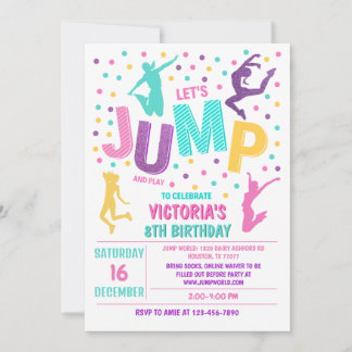 Jump Birthday Einladung, Jump Invite, Trampolin Einladung