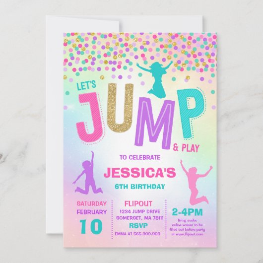 Jump Birthday Einladung Jump Trampolin Party (Vorderseite)