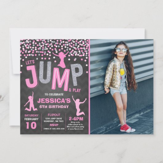 Jump Birthday Einladung Jump Trampolin Party (Vorderseite)