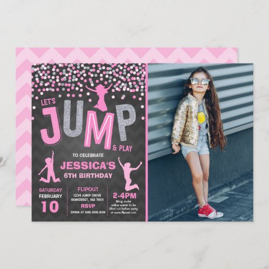 Jump Birthday Einladung Jump Trampolin Party (Vorne/Hinten)