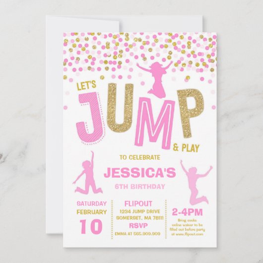 Jump Birthday Einladung Jump Trampolin Party (Vorderseite)