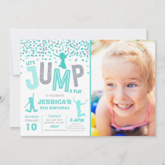 Jump Birthday Einladung Jump Trampolin Party (Vorderseite)