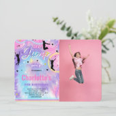 Jump Birthday Foto Einladung (Stehend Vorderseite)