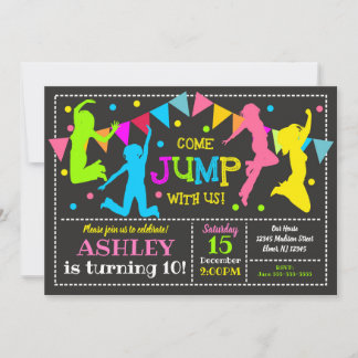 Jump Birthday Invasion Bounce House Trampolin Einladung