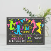 Jump Birthday Invasion Bounce House Trampolin Einladung (Stehend Vorderseite)
