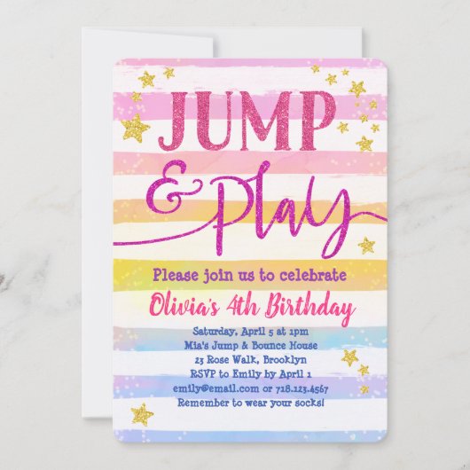 Jump Birthday Invitation Girls Jump & Play Party Einladung (Vorderseite)