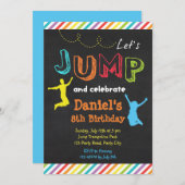 Jump Birthday Invitations (Chalkboard Rainbow) Einladung (Vorne/Hinten)