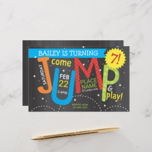 Jump Birthday Party Colors on Chalk Budget Einladu