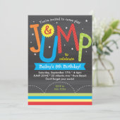 Jump Birthday Party farbenfrohe Chalkboard Einladung (Stehend Vorderseite)