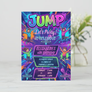 Jump Birthday Party Tie Dye Neon Glow Jump Party Einladung