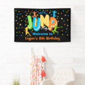 Jump Birthday Party Vinyl Willkommens-Banner Banner (Insitu)
