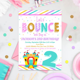 Jump Bounce House - Farbiges Kindergeburtstag Part Einladung
