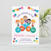 Jump Bounce Play Indoor Playground Party Geburtsta Einladung (Stehend Vorderseite)