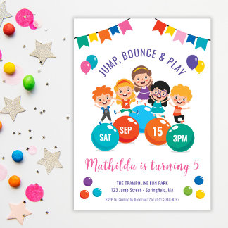 Jump Bounce Play Indoor Playground Party Geburtsta Einladung