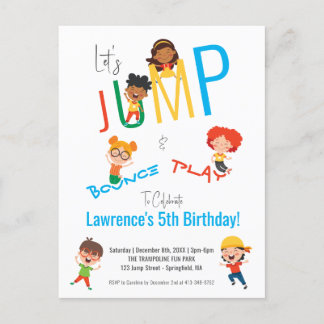 Jump Bounce Play Trampoline Park Party Geburtstag Postkarte