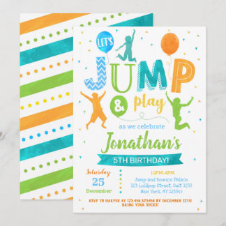 Jump Bounce Trampolin Park Geburtstag Einladung