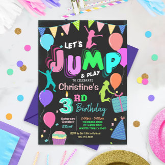 Jump Bounce Trampolin Park Geburtstag Einladung