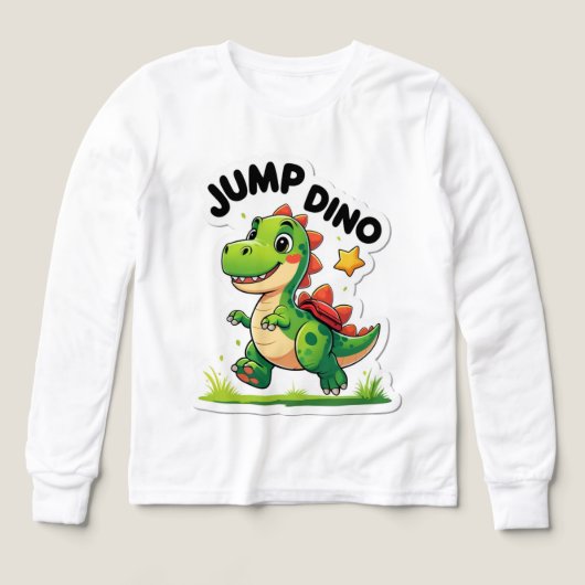 Jump Dino - Cartoon Sticker T - Shirt (Design Vorderseite)