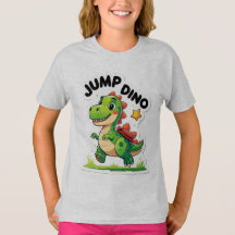 Jump Dino - Cartoon Sticker T - Shirt