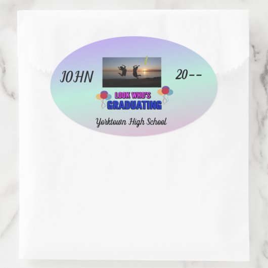 Jump for Joy Graduate Lila Pink Blue Ovaler Aufkleber (Tasche)