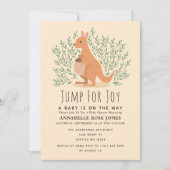 Jump for Joy Niedlich Kangaroo Baby Shower Einladung (Vorderseite)