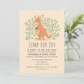 Jump for Joy Niedlich Kangaroo Baby Shower Einladung (Stehend Vorderseite)