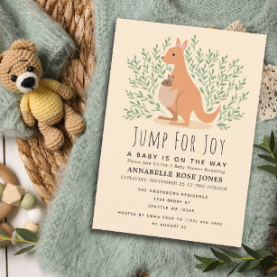Jump for Joy Niedlich Kangaroo Baby Shower Einladung