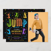 Jump Foto Birthday Trampolin Party Einladung (Vorne/Hinten)