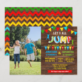 Jump Geburtstag Trampolin Bounce kombiniertes Part Einladung