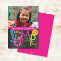 Jump Girl Birthday Party Foto Pink auf Chalkboard