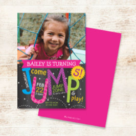 Jump Girl Birthday Party Foto Pink auf Chalkboard Einladung