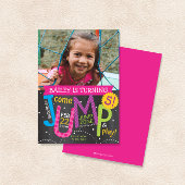Jump Girl Birthday Party Foto Pink auf Chalkboard Einladung