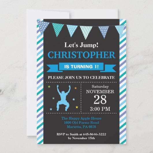 Jump Invasion Trampolin Geburtstagsparty Einladung (Vorderseite)