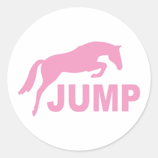 JUMP mit Sprungpferd (pink) Runder Aufkleber (Vorderseite)