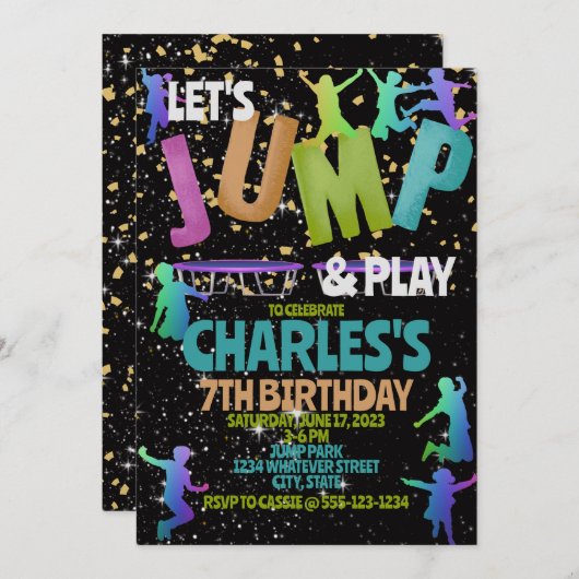 Jump Park Kindergeburtstag Party Custom Einladung (Vorne/Hinten)