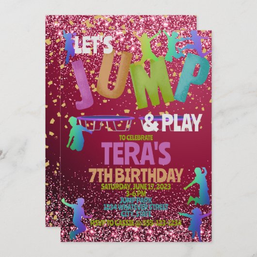 Jump Park Kindergeburtstag Party Custom Einladung (Vorne/Hinten)