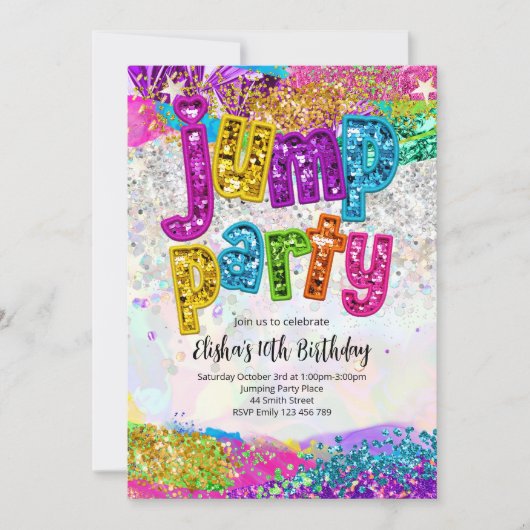Jump Party Birthday Any Age Party Invitation Einladung (Vorderseite)