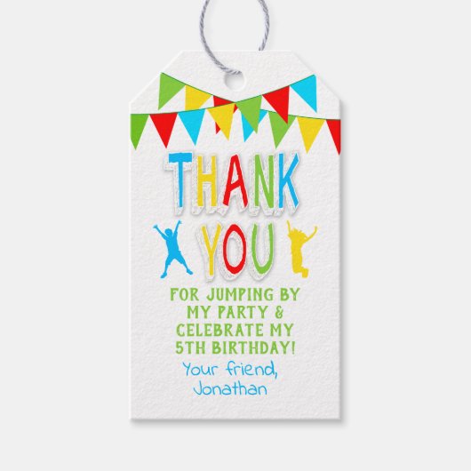 Jump Party Bob Primärfarben bevorzugen Markierung Geschenkanhänger (Vorderseite)