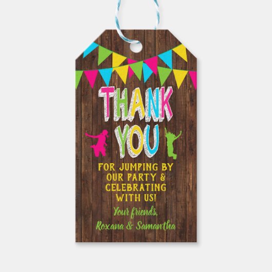 Jump Party Boom kombiniertes Party pink Gefallen T Geschenkanhänger (Vorderseite)