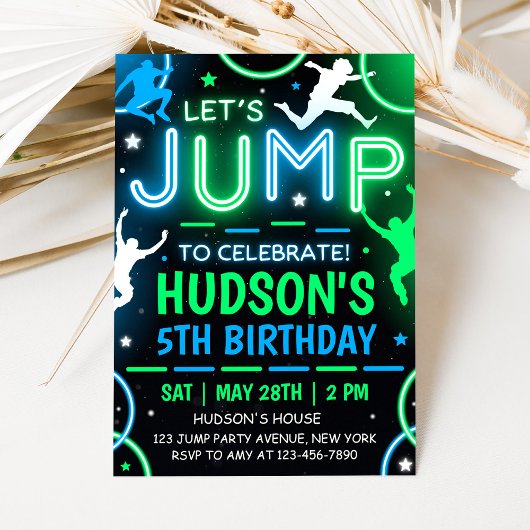 Jump Party Invitation Trampoline Birthday Einladung