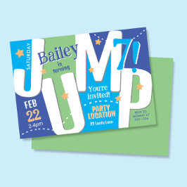 Jump Party Niedlich Blue Green Boy Geburtstag Einladung