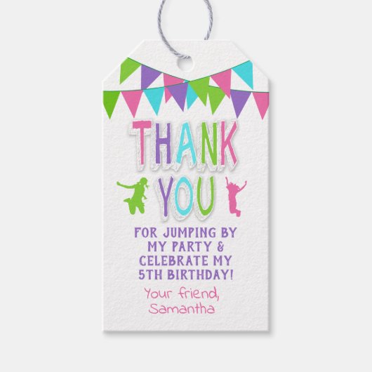 Jump Party prall rosa aquamarine lila Gefälligkeit Geschenkanhänger (Vorderseite)