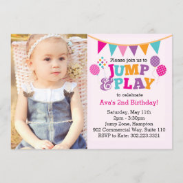 Jump & Play Balloons Foto Invitation (Pink) Einladung
